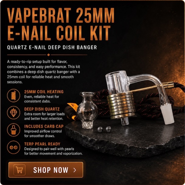 25mm Enail Coil Kit: Quartz Enail Deep Dish Banger - VapeBrat