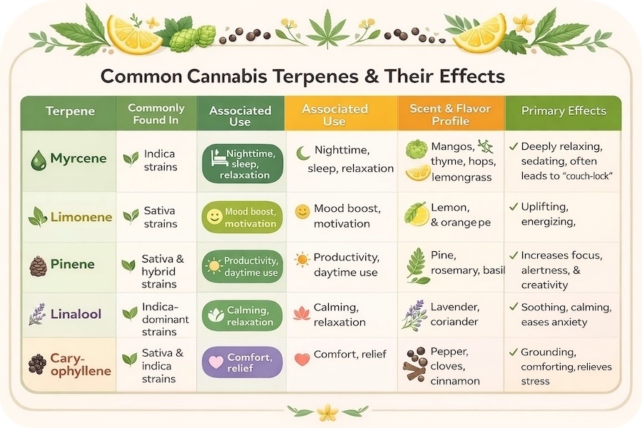 Common Cannabis Terpenes and Effects - What is the Difference Between Sativa and Indica - Enail.com