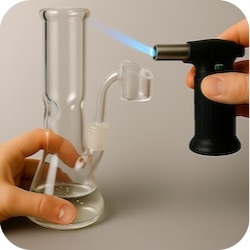 dabbing without a rig - use a bong