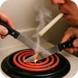 hot knife dabbing using stove top