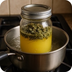 Infusing Cannabis Into Butter - Mason Jar and Water