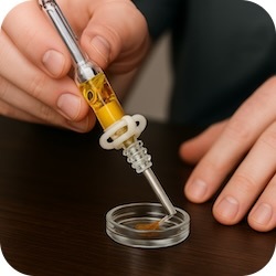 Lightly touch dab tip of nectar collector to wax