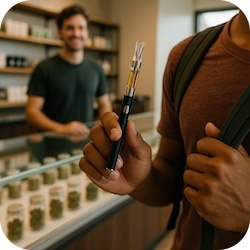 Purchase cannabis or wax at a dispensary - Can I Bring My Dab Pen on Vacation?