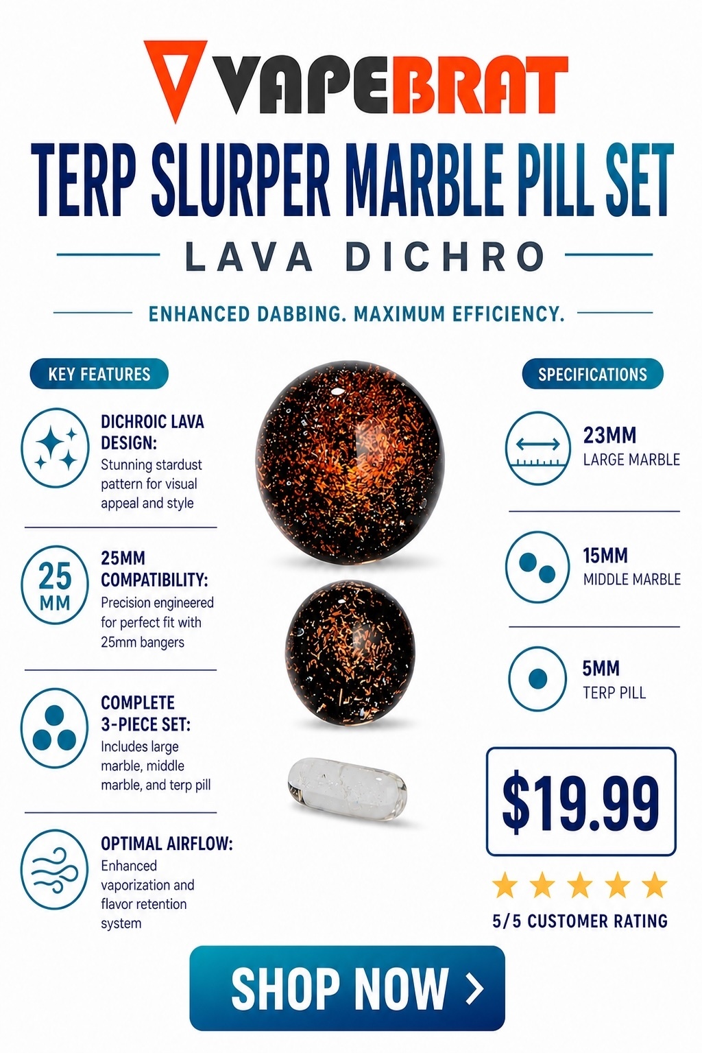 terp slurper marble set with marble cap and terp pill